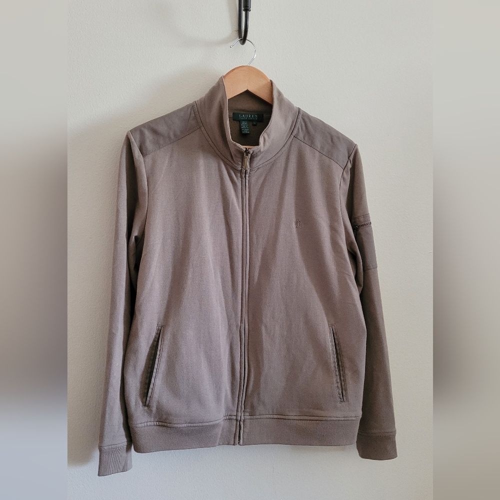 Ralph Lauren Utility Style Cotton + Stretch Full Zip, Women's XL, Olive Green